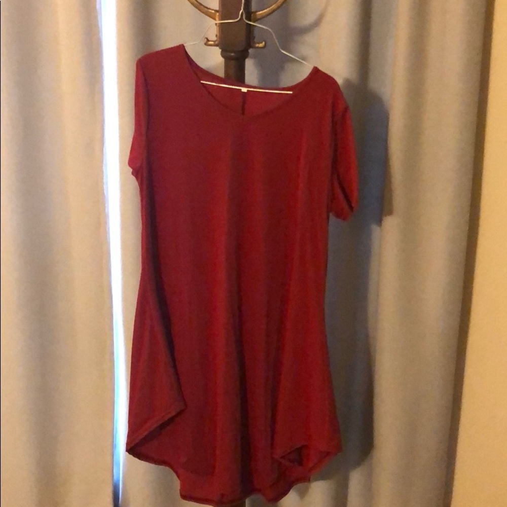 Red high low cotton dress